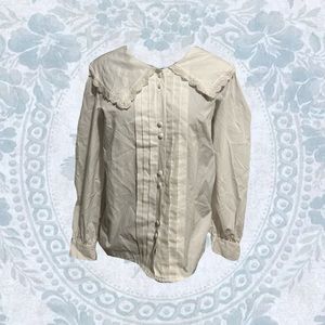 Worthington Blouse with Large Embroidered Collar